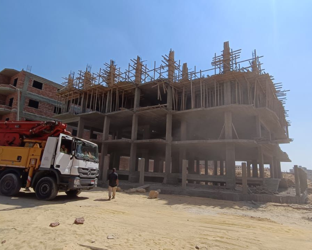 صب اعمدة الدور التالت9-2026